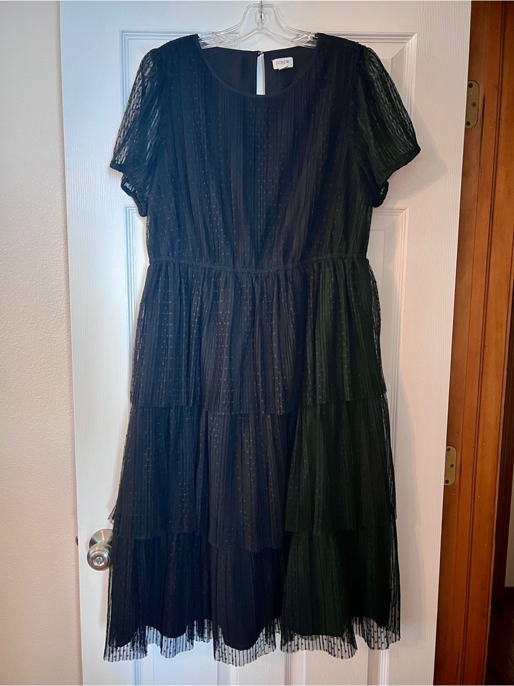 J. Crew Black Tiered Midi Dress